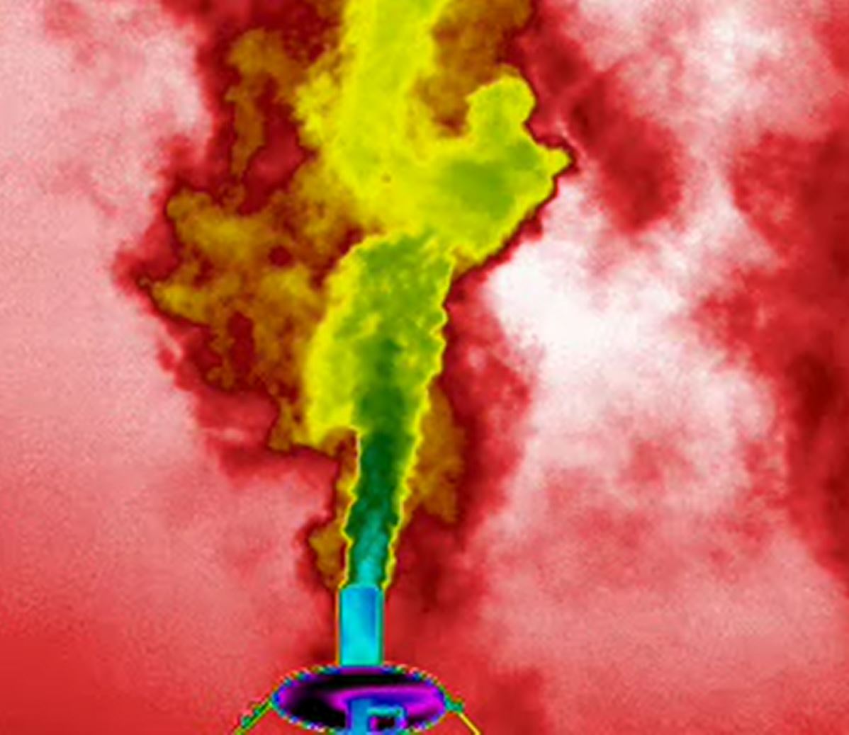 a thermal image of gas coming out of a pipe.